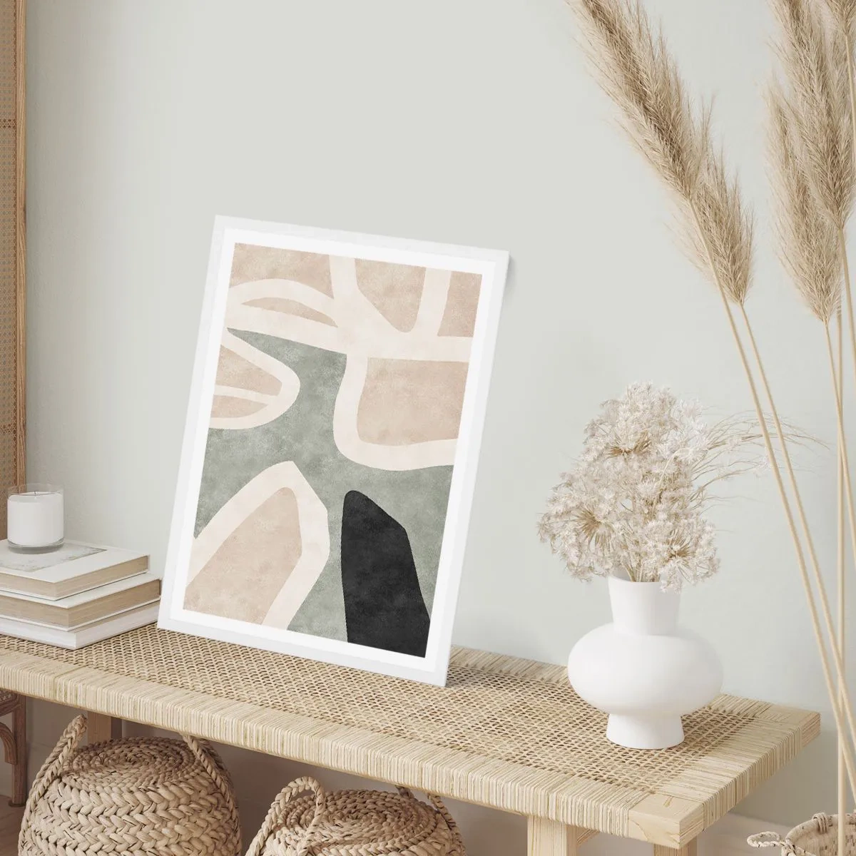 Plakat w białej ramie - Kompozycja z motywem czerni - 40x50 cm