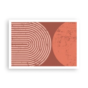 Plakat - Geometryczne wzory w odcieniach terrakoty na vintage tle - 100x70cm - Bliska relacja - Nowoczesna dekoracja ścienna do salonu i sypialni ARTTOR