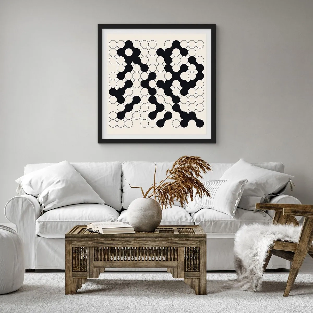 Plakat w czarnej ramie - Chińska gra – wariacja - 60x60 cm