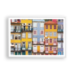 Plakat w białej ramie - Barwy starego miasta - 100x70 cm