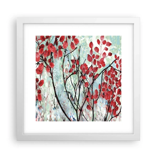 Plakat w białej ramie - Drzewo w szkarłacie - 30x30 cm