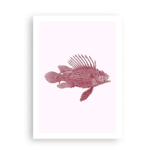 Plakat - Rysunek ryby w stylu vintage na jasnym tle - 50x70cm - Mieszkanka egzotycznych wód - Nowoczesna dekoracja ścienna do salonu, kuchni i sypialni ARTTOR