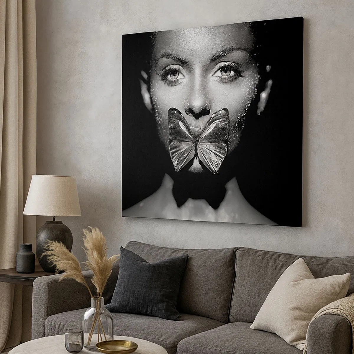 Obraz na płótnie - Motyli pocałunek - 30x30 cm