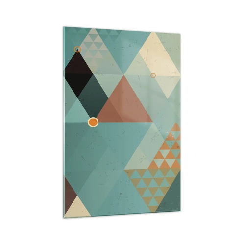Obraz na szkle - Geometryczne wzory w odcieniach turkusu i brązu - 70x100cm - Jedność wielości, wielość jedności - Nowoczesna dekoracja ścienna do salonu i sypialni ARTTOR