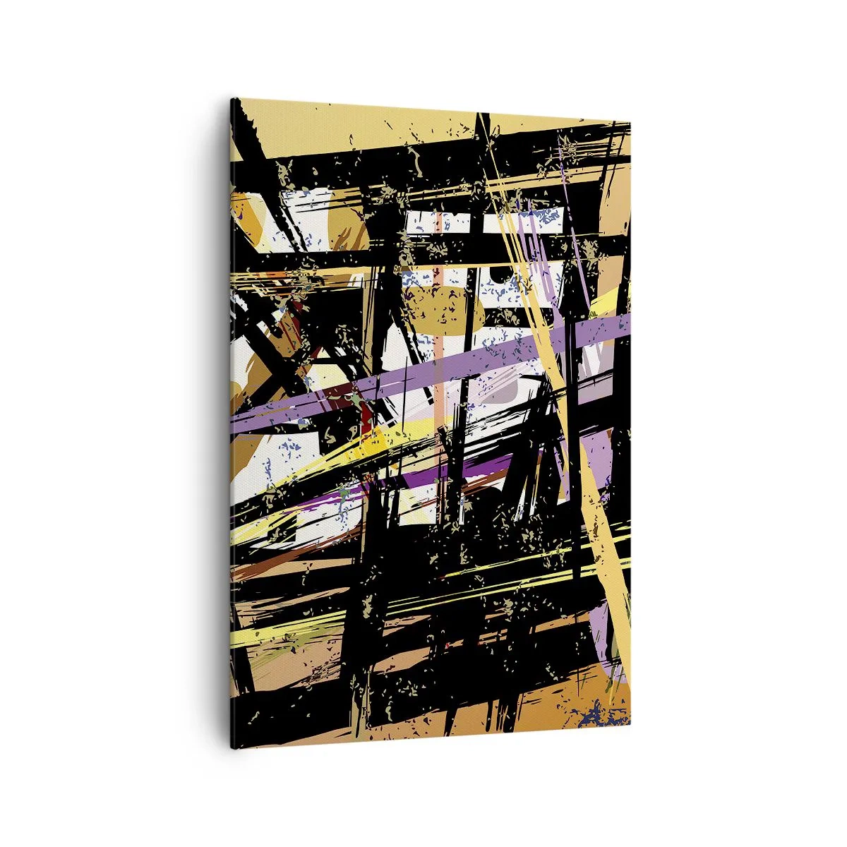 Obraz na płótnie - Abstrakcyjne linie i kształty na tle w odcieniach beżu - 70x100cm - Ostre cięcie - Nowoczesna dekoracja ścienna do salonu i sypialni ARTTOR
