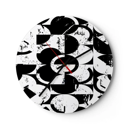 Zegar ścienny - Geometryczny czarno-biały wzór o artystycznym charakterze - 30x30cm - Białe jest białe, a czarne czarne - Nowoczesna dekoracja ścienna do salonu, kuchni i sypialni ARTTOR
