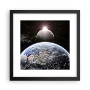 Plakat w czarnej ramie - Pejzaż kosmiczny - wschód słońca - 30x30 cm