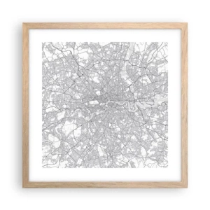 Plakat w ramie jasny dąb - Mapa londyńskiego labiryntu - 40x40 cm