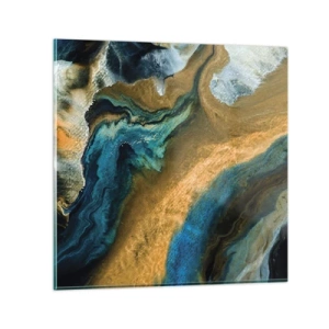 Obraz na szkle - Niebieski – zółty – wzajemne wpływy - 50x50 cm