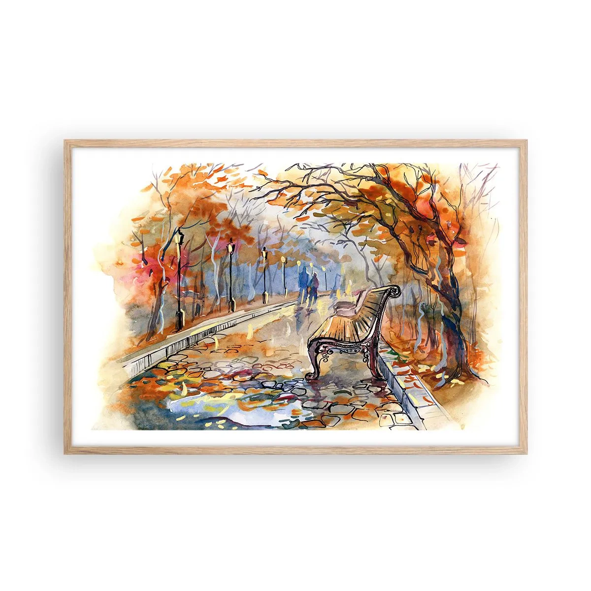 Plakat w ramie jasny dąb - Razem powędrować w jesień - 91x61 cm