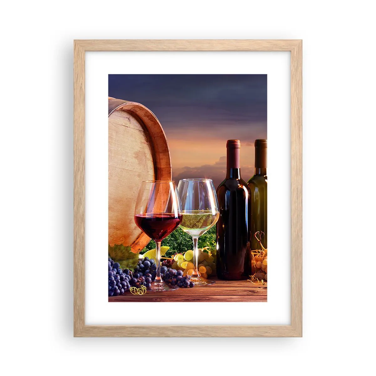 Plakat w ramie jasny dąb - Tu życie ma smak - 30x40 cm