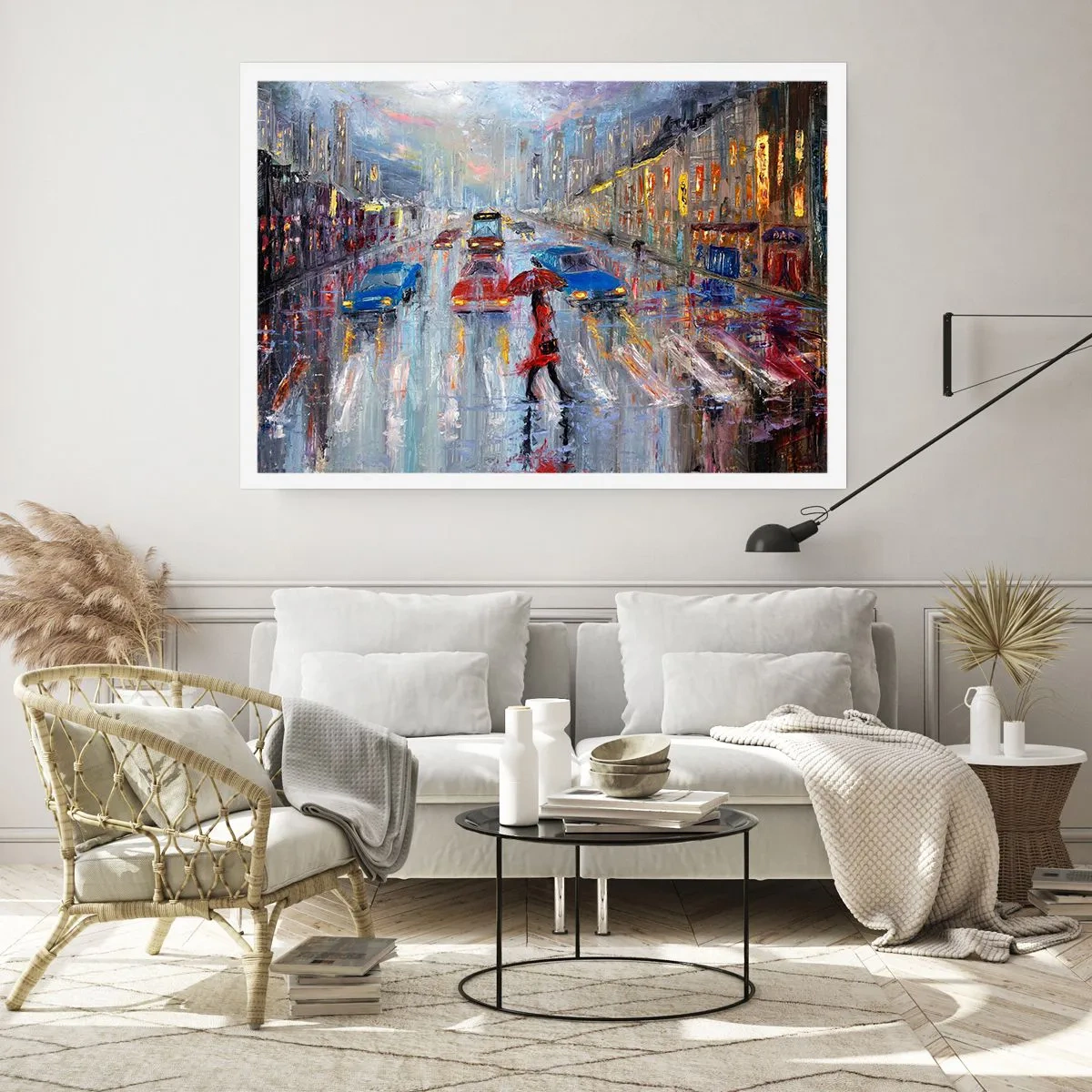 Plakat - Deszczowe popołudnie w mieście - 70x50 cm