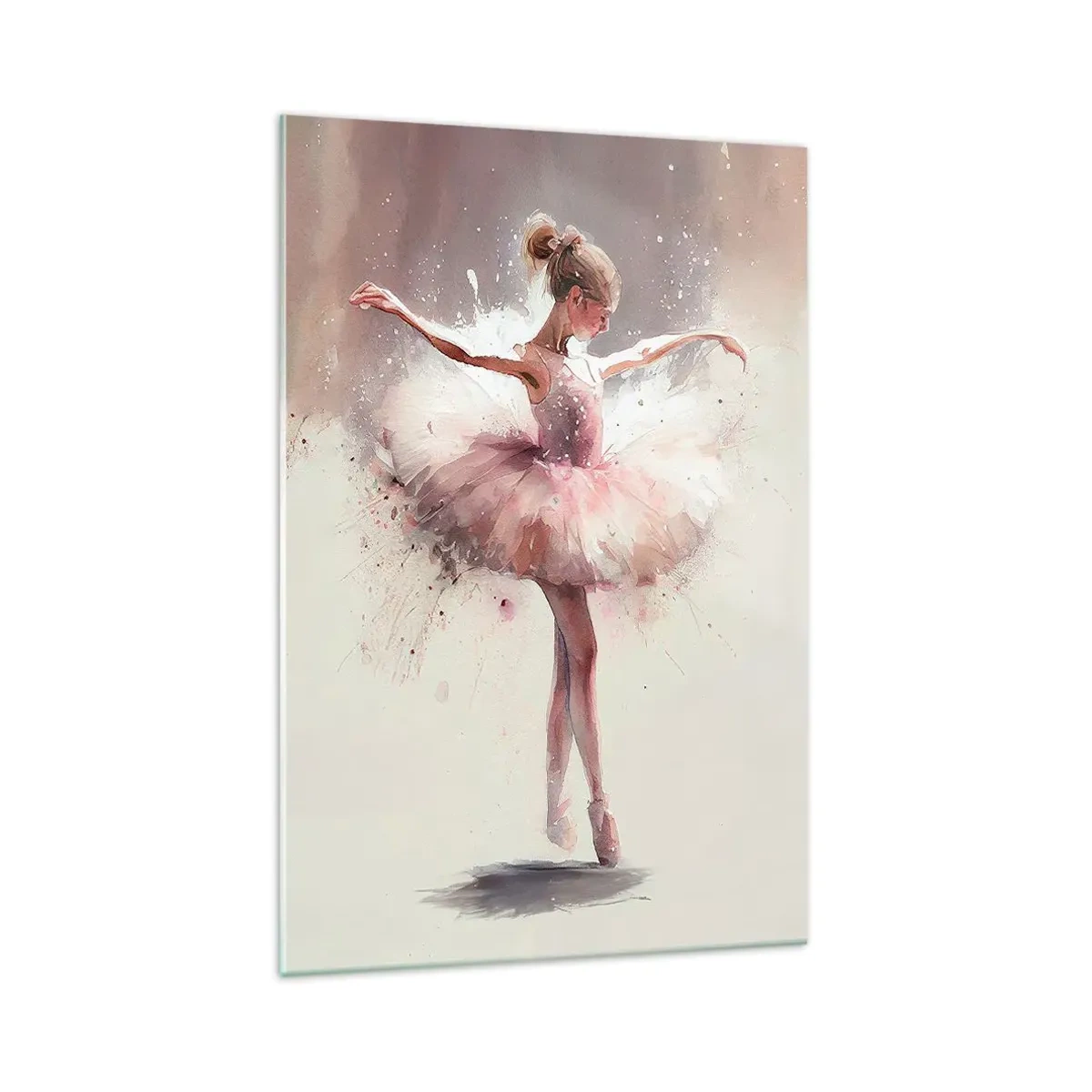 Obraz na szkle - Baletnica w różowej sukience wirująca w tańcu - 70x100cm - Jak młody ptak - Nowoczesna dekoracja ścienna do salonu i sypialni ARTTOR