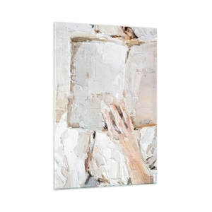 Obraz na szkle - Impresjonistyczny obraz dłoni trzymającej otwartą książkę - 70x100cm - W innym świecie - Nowoczesna dekoracja ścienna do salonu i sypialni ARTTOR