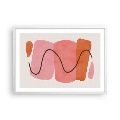 Plakat w białej ramie - łagodny ruch form - 70x50 cm
