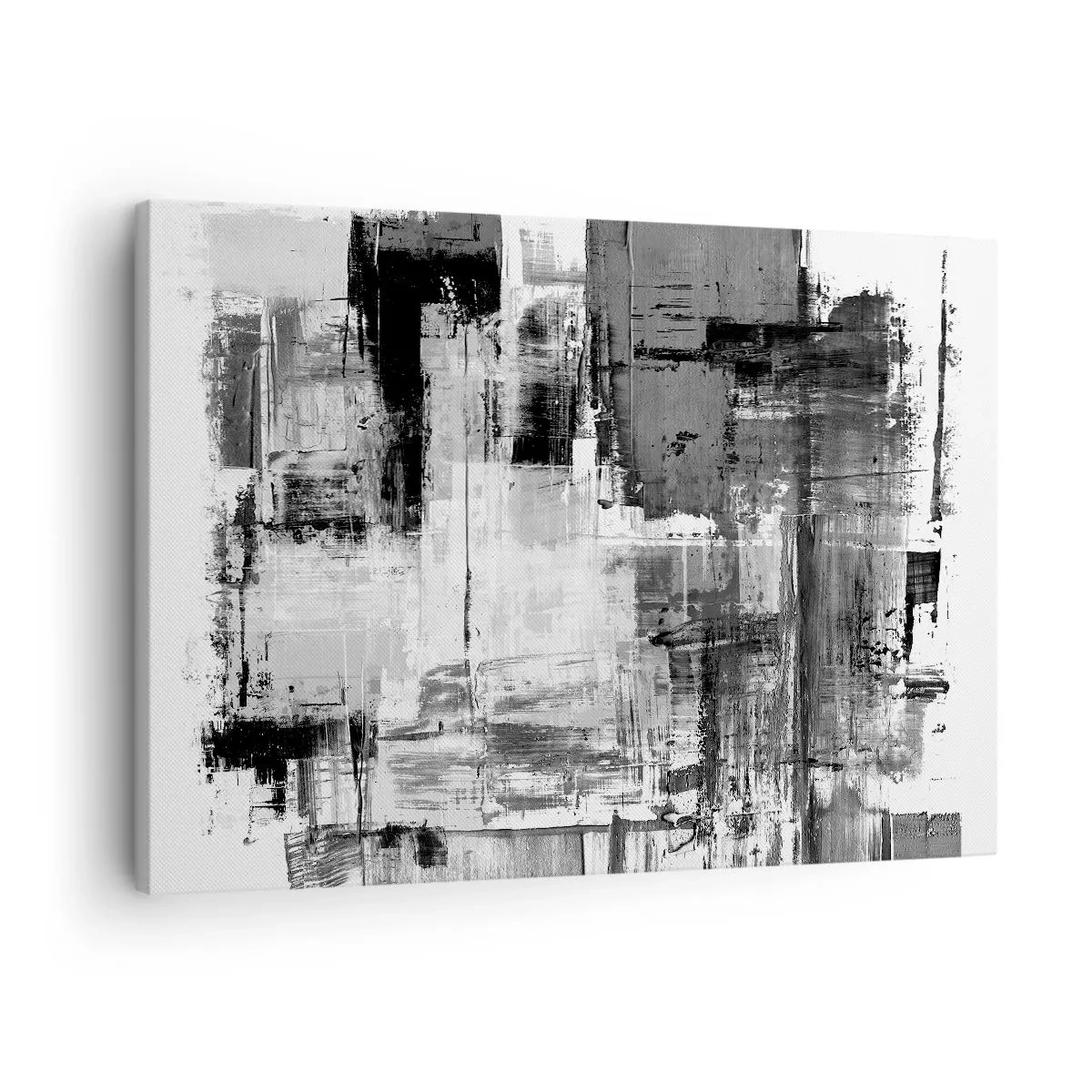 Obraz na płótnie - Abstrakcyjna kompozycja w czerni, bieli i szarościach - 70x50cm - Szare jest piękne - Nowoczesna dekoracja ścienna do salonu i sypialni ARTTOR