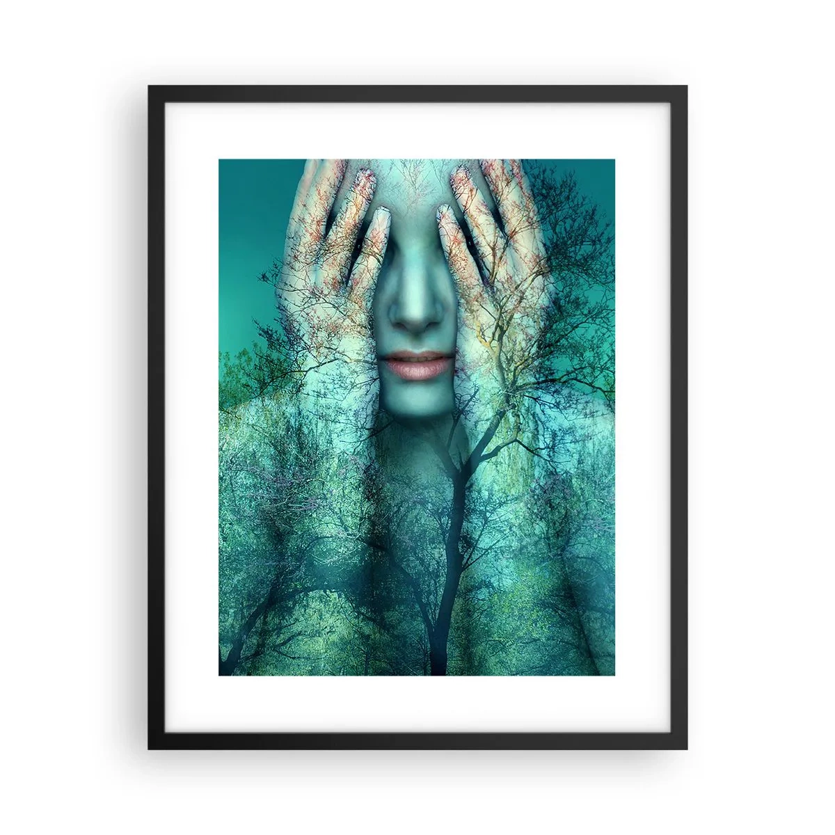 Plakat w czarnej ramie - Zanurzona w błękicie - 40x50 cm