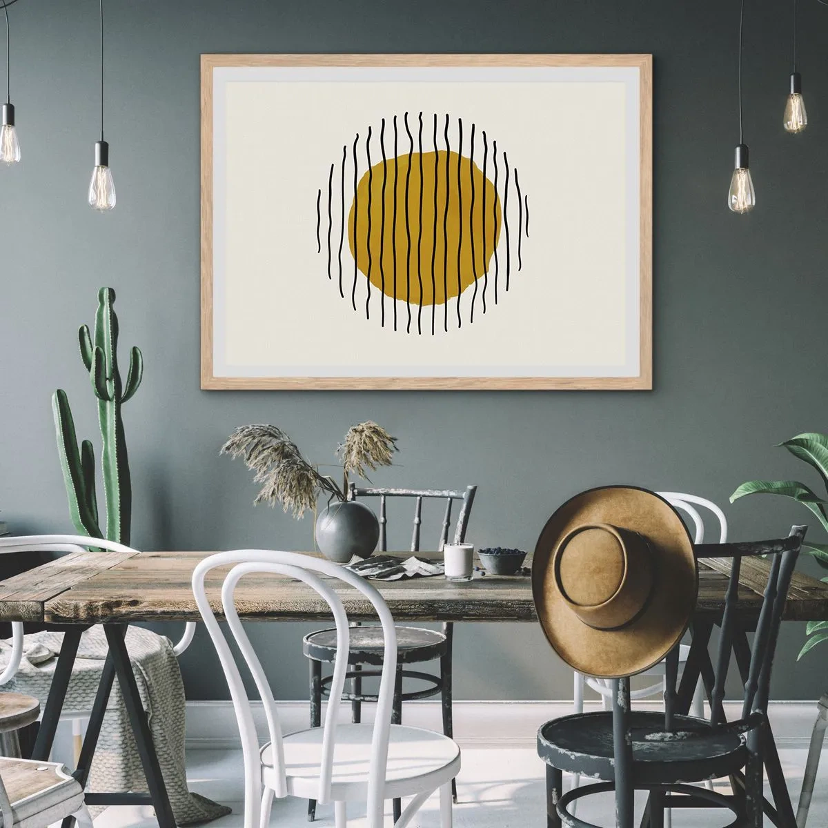 Plakat w ramie jasny dąb - Abstrakcja drżąca od żaru - 50x40 cm