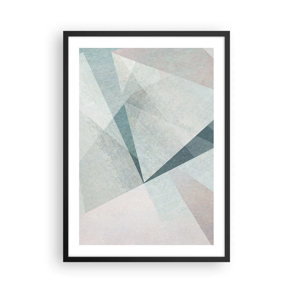 Plakat w czarnej ramie - Geometryczne kształty w pastelowych odcieniach - 50x70cm - Spokojnie choć dynamicznie - Nowoczesna dekoracja ścienna do salonu i sypialni ARTTOR