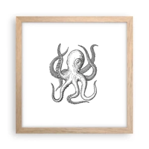 Plakat w ramie jasny dąb - Tańcząca z falami - 30x30 cm