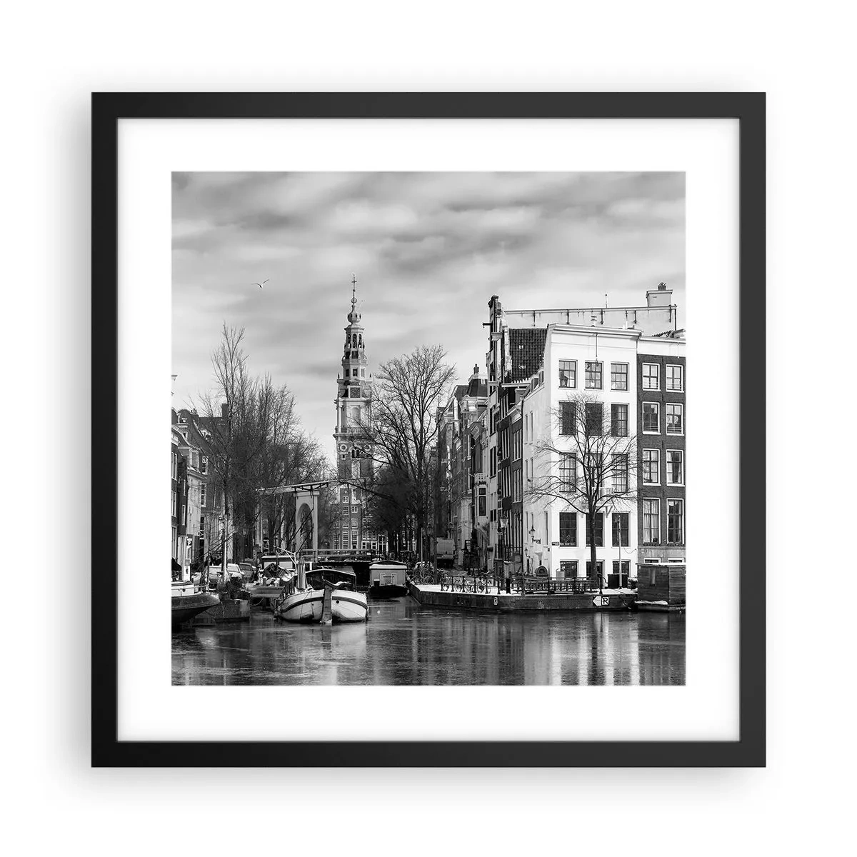 Plakat w czarnej ramie - Amsterdamskie klimaty - 40x40 cm