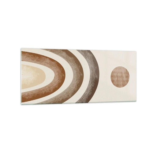 Obraz na szkle - Geometryczny motyw planetarny w odcieniach brązu - 120x50cm - W odległej galaktyce - Nowoczesna dekoracja ścienna do salonu i sypialni ARTTOR