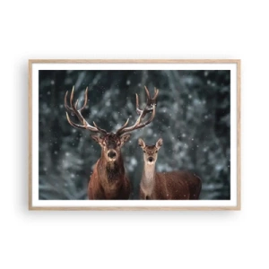 Plakat w ramie jasny dąb - Pan lasu z małżonką - 100x70 cm