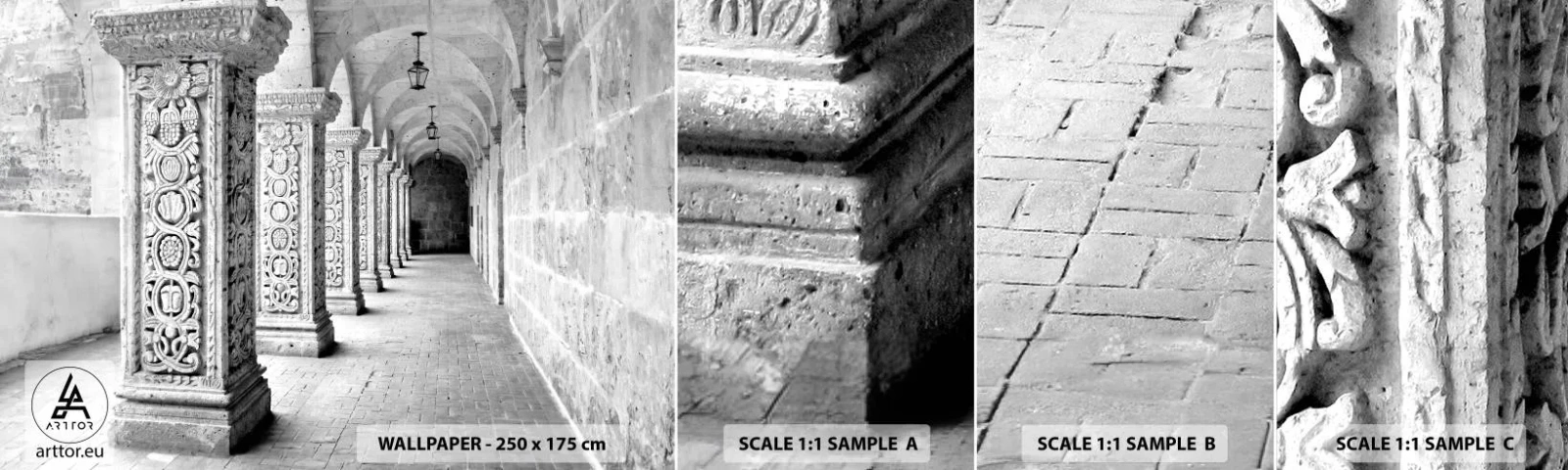 Fototapeta Próbka Samoprzylepna Deluxe Sticker - A dokąd to…? - Architektura, Sztuka, Czarno-Biały - 100x30 cm