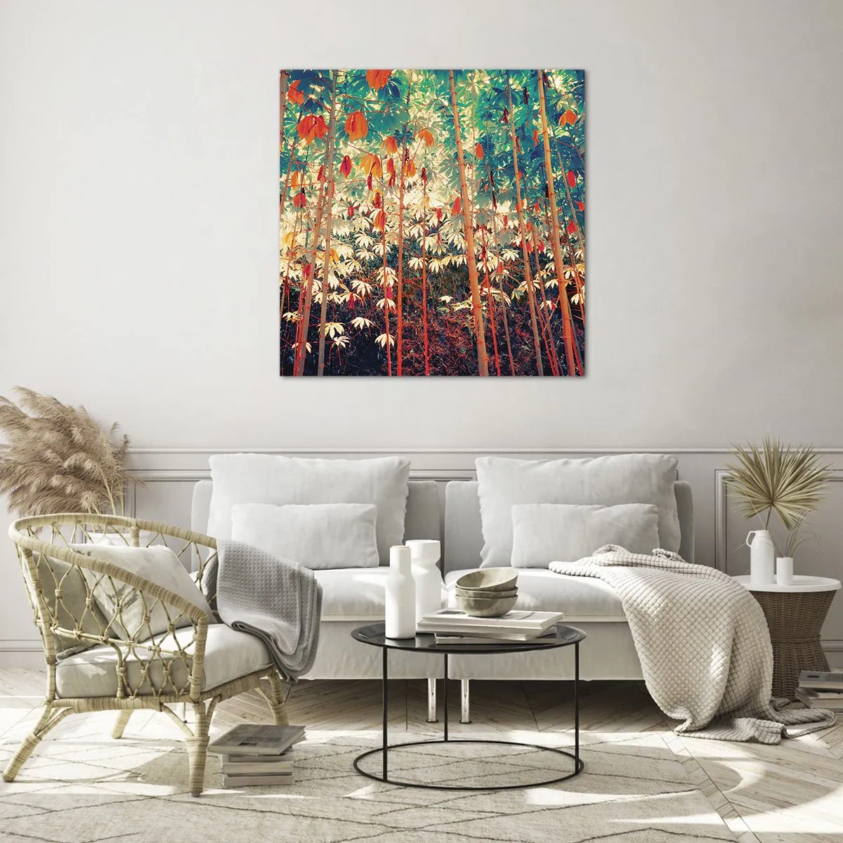 Obraz na szkle - Tajemne życie liści - 60x60 cm