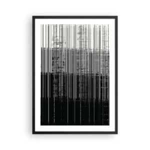 Plakat w czarnej ramie - Abstrakcyjna kompozycja czarnych linii na białym tle - 50x70cm - Fale i drgania - Nowoczesna dekoracja ścienna do salonu i sypialni ARTTOR