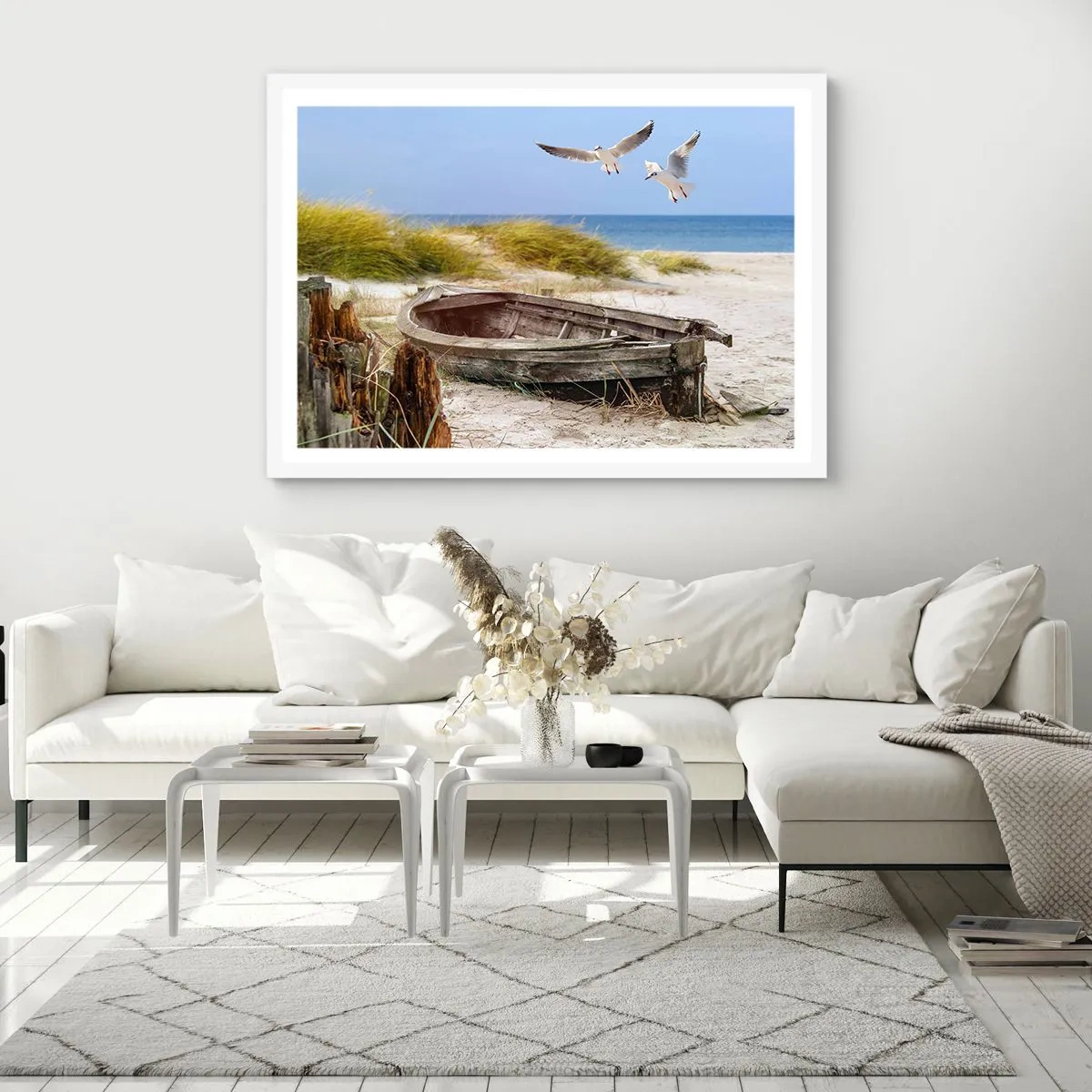 Plakat w białej ramie - Skąpane wiatrem - 50x40 cm