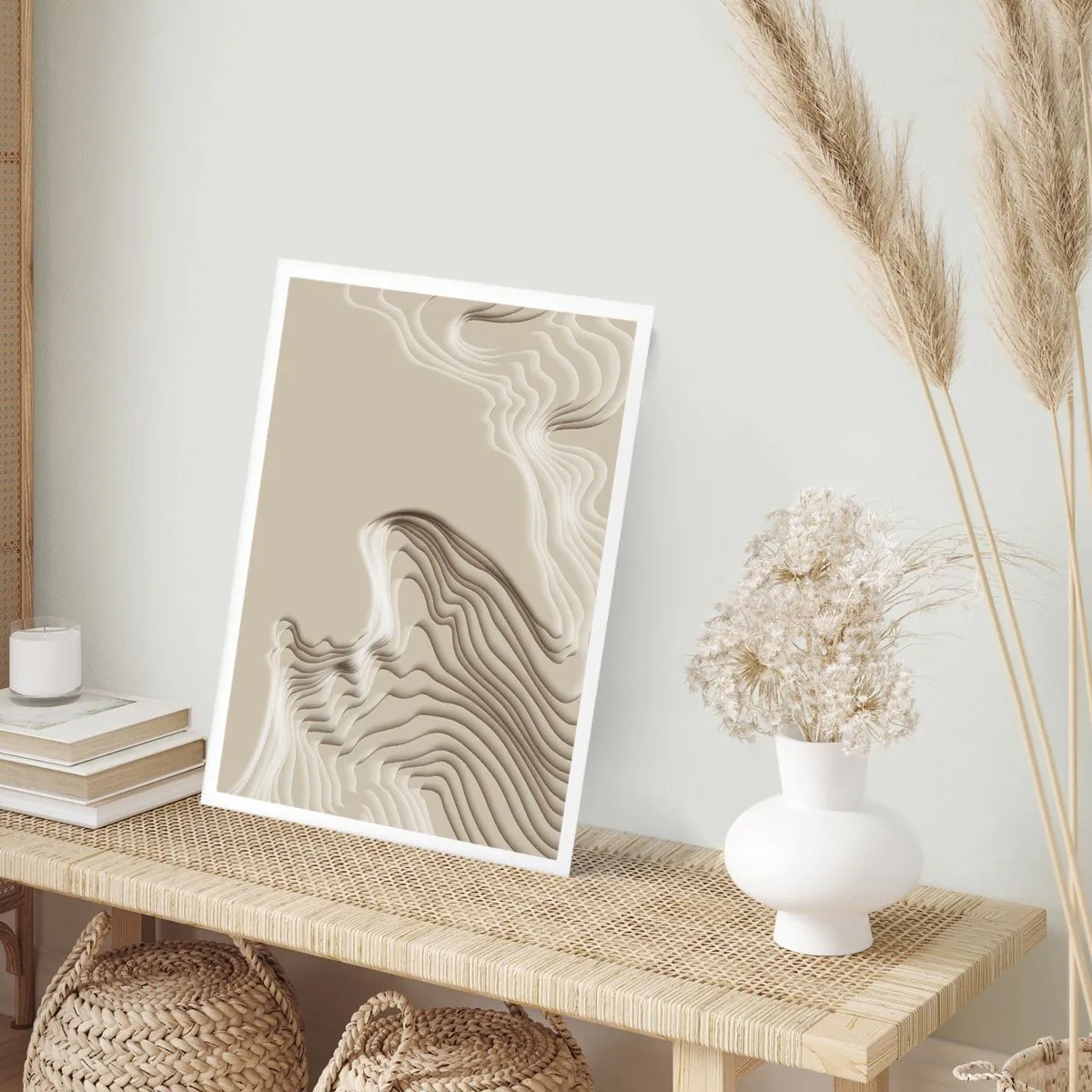 Plakat - Warstwowe fale w odcieniach beżu i brązu - 50x70cm - Topografia sztuki - Nowoczesna dekoracja ścienna do salonu, kuchni i sypialni ARTTOR