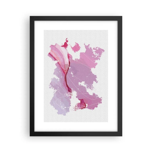 Plakat w czarnej ramie - Mapa różowego świata - 30x40 cm