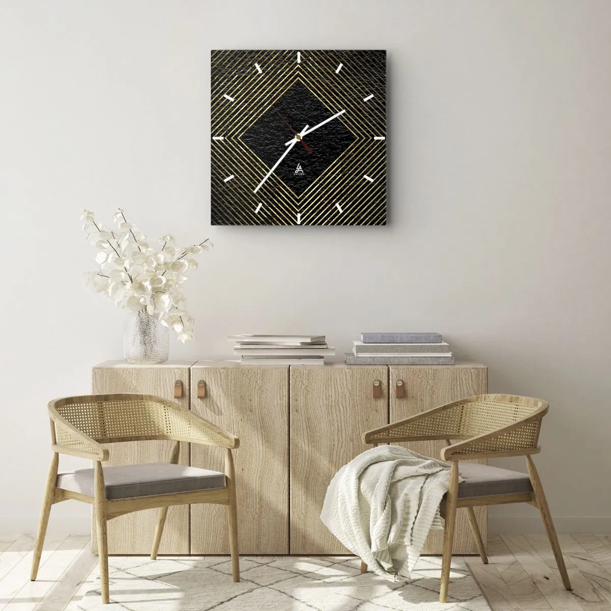 Zegar ścienny - Geometria w stylu glamour - 40x40 cm