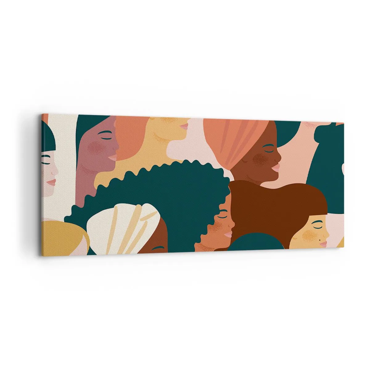 Obraz na płótnie - Kolorowe profile kobiet w różnorodnych stylizacjach - 120x50cm - Tylko kobiecość - Nowoczesna dekoracja ścienna do salonu i sypialni ARTTOR