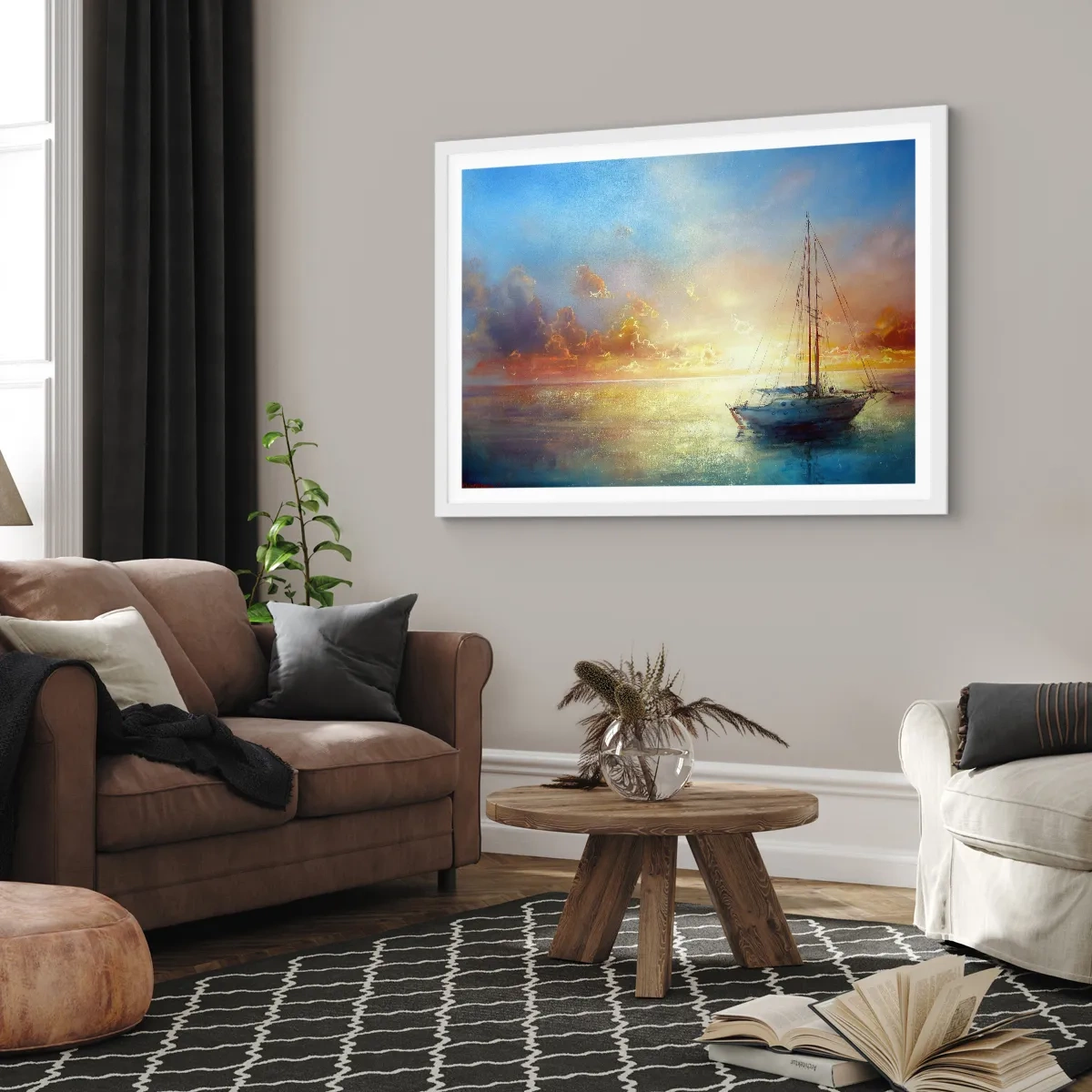 Plakat w białej ramie - W złotej zatoce - 91x61 cm