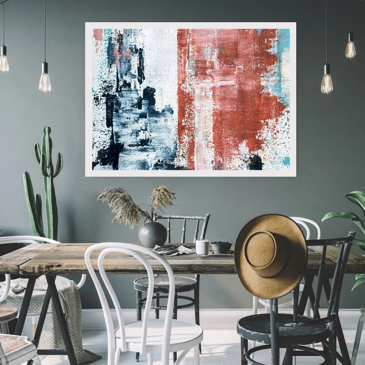 Plakat - Abstrakcyjne pół na pół - 91x61 cm