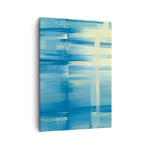 Obraz na płótnie - Abstrakcyjna kompozycja w odcieniach błękitu i turkusu z delikatnymi refleksami światła - 50x70cm - Kompozycja w turkusie - Nowoczesna dekoracja ścienna do salonu, kuchni i sypialni ARTTOR