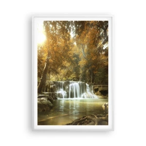 Plakat w białej ramie - Parkowa kaskada - 70x100 cm