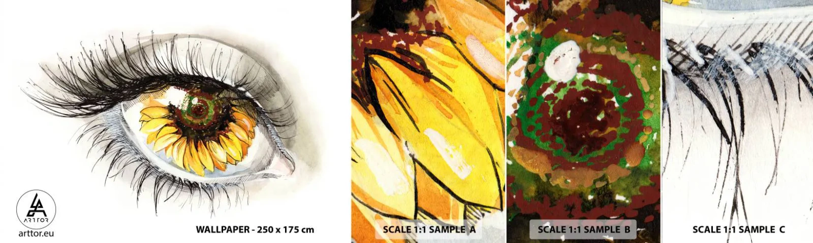 Fototapeta Próbka Samoprzylepna Deluxe Sticker - Spojrzenie gorące jak lato - Abstrakcja, Grafika, Oko - 100x30 cm