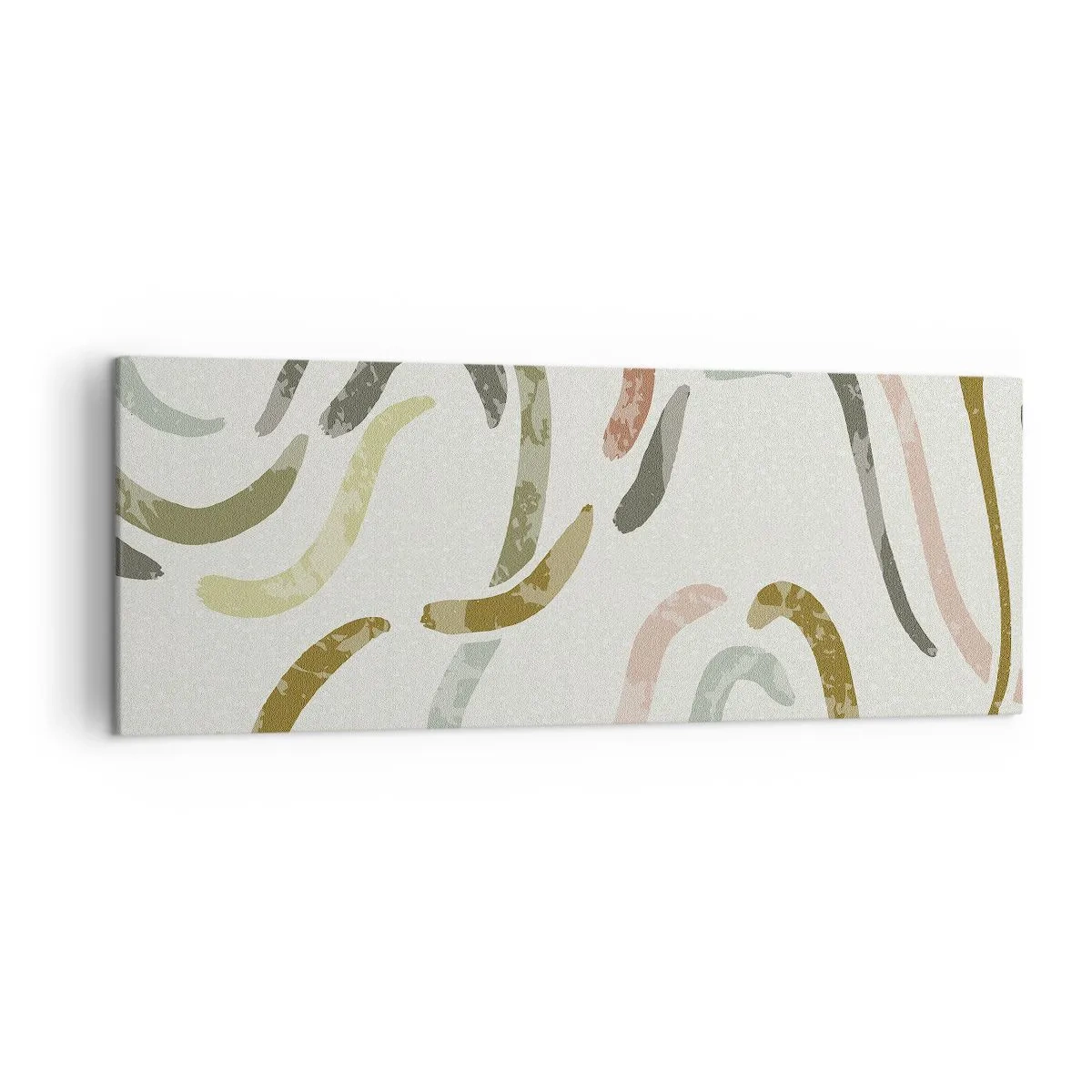 Obraz na płótnie - Abstrakcyjne łuki w pastelowej kolorystyce - 140x50cm - Radosny taniec abstrakcji - Nowoczesna dekoracja ścienna do salonu i sypialni ARTTOR