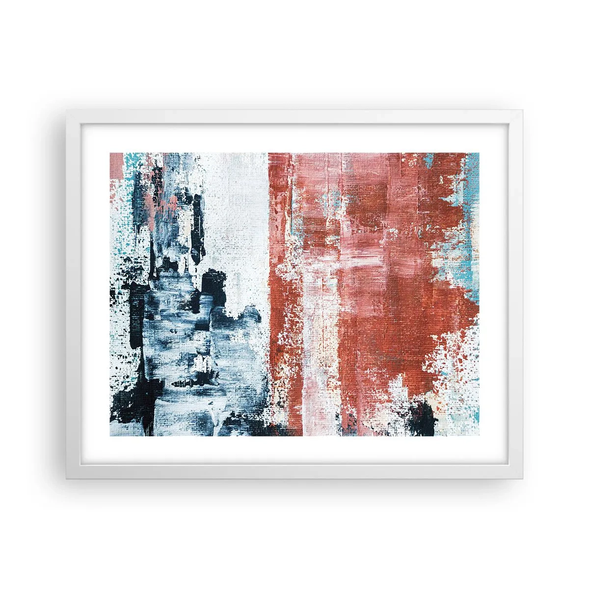 Plakat w białej ramie - Abstrakcyjne pół na pół - 50x40 cm