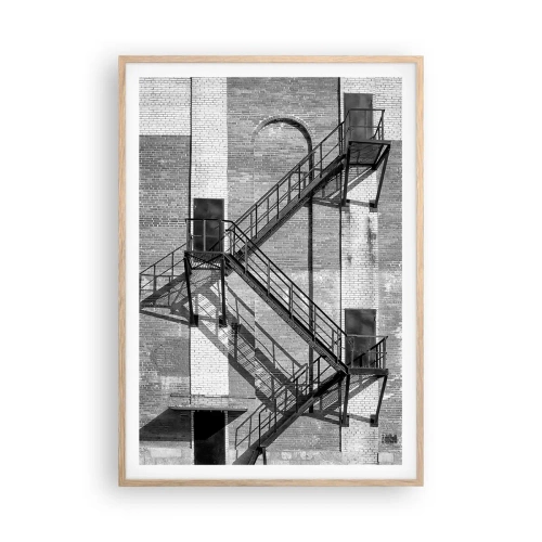 Plakat w ramie jasny dąb - Industrialny styl - 70x100 cm