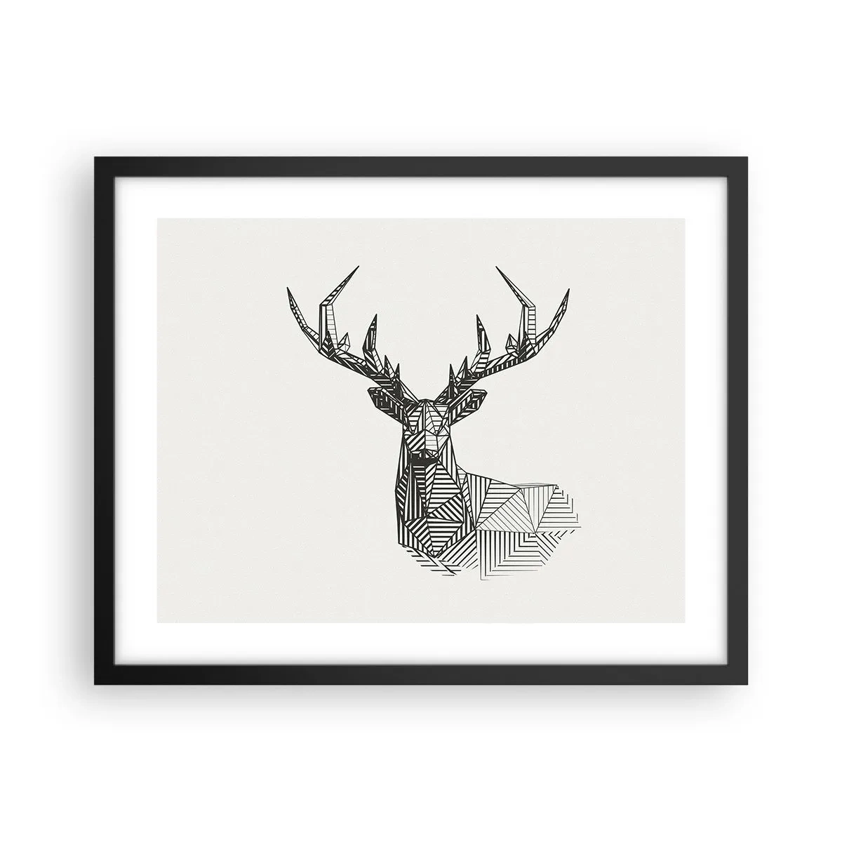 Plakat w czarnej ramie - Jeleń w kubistycznym stylu - 50x40 cm