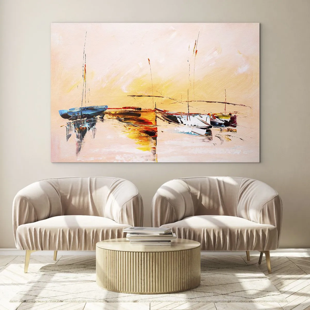 Obraz na szkle - Wieczór w przystani - 70x50 cm