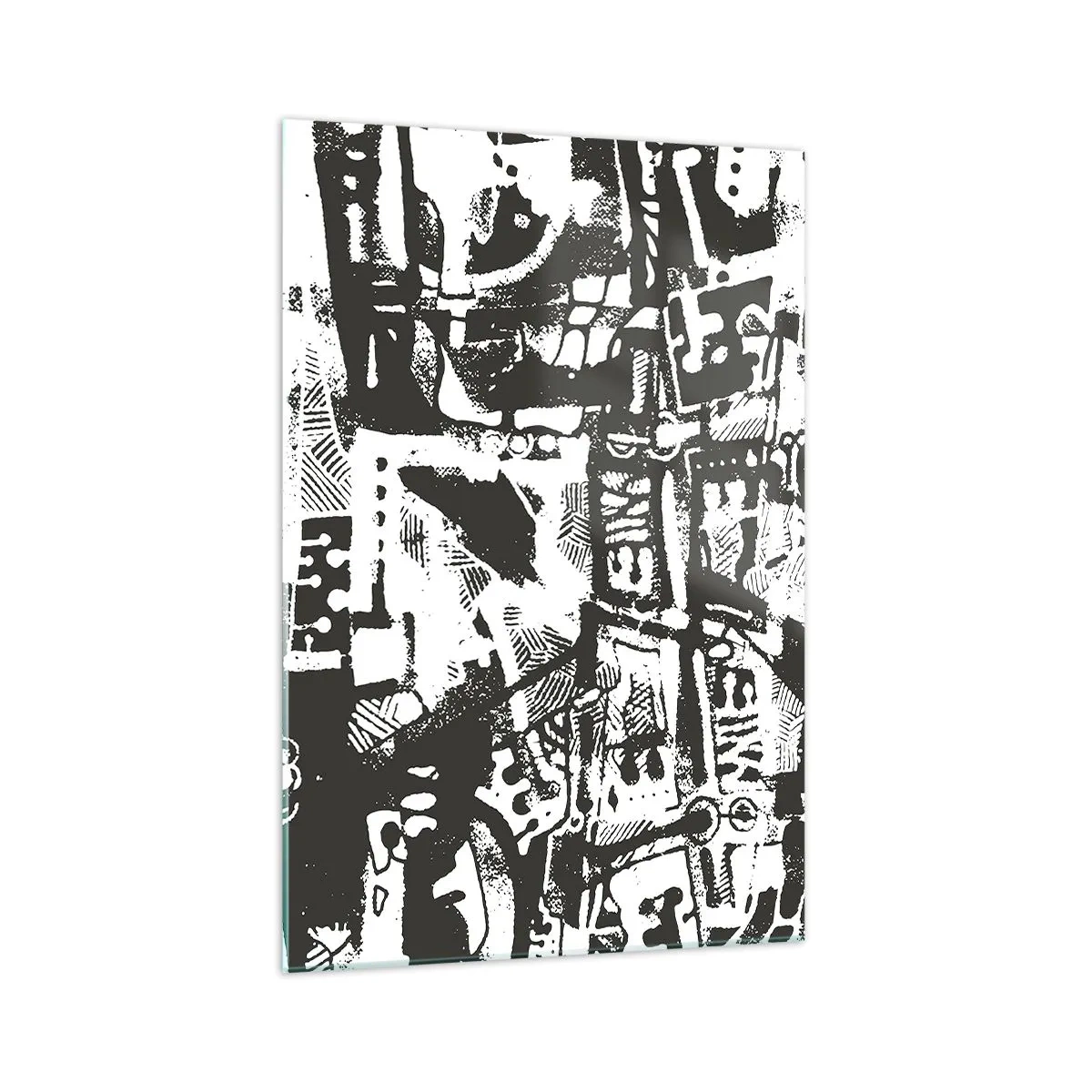 Obraz na szkle - Abstrakcyjny monochromatyczny wzór w stylu retro - 70x100cm - Porządek czy chaos? - Nowoczesna dekoracja ścienna do salonu i sypialni ARTTOR