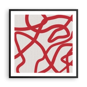 Plakat w czarnej ramie - Czerwono na białym - 60x60 cm