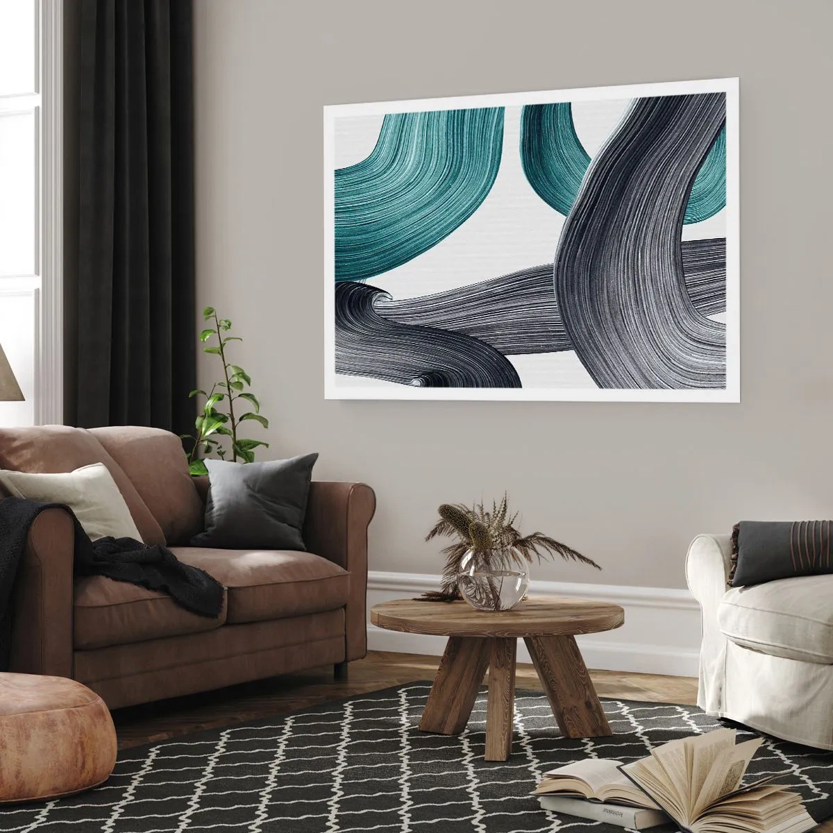 Plakat - Szmaragdowe i czarne szlaki - 70x50 cm