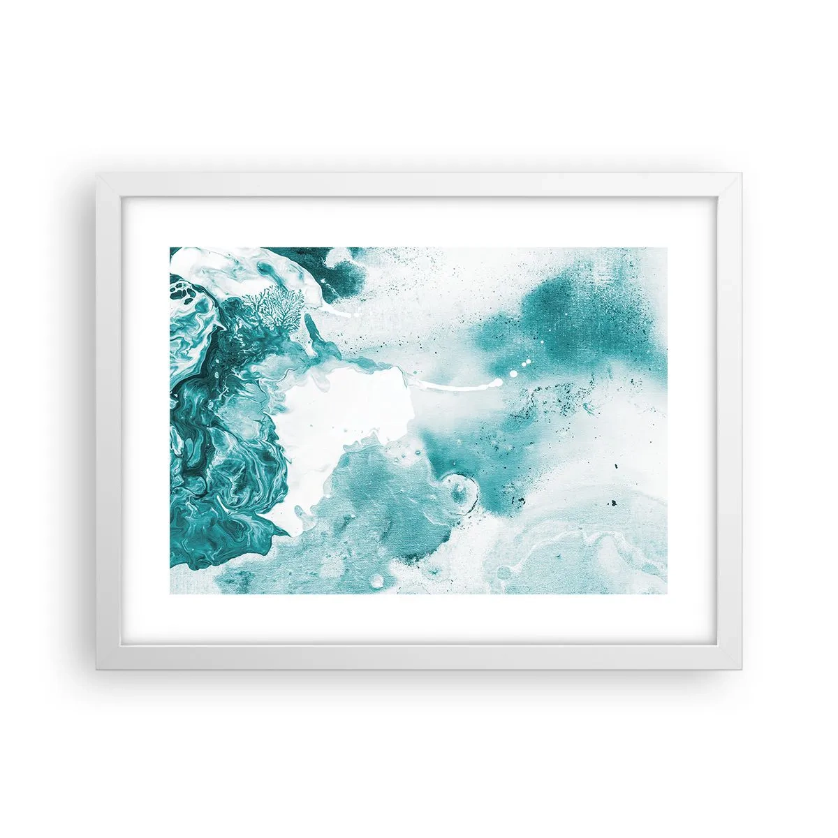 Plakat w białej ramie - Rozlewiska błękitu - 40x30 cm
