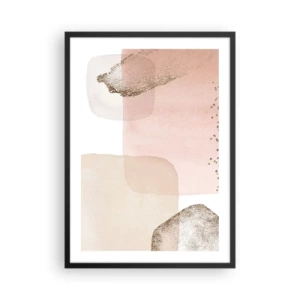 Plakat w czarnej ramie - Pastelowe kształty z delikatnym złotym akcentem - 50x70cm - Spojrzenie przez kolor - Nowoczesna dekoracja ścienna do salonu i sypialni ARTTOR
